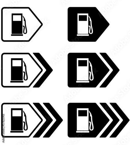 gas station pointers with arrow