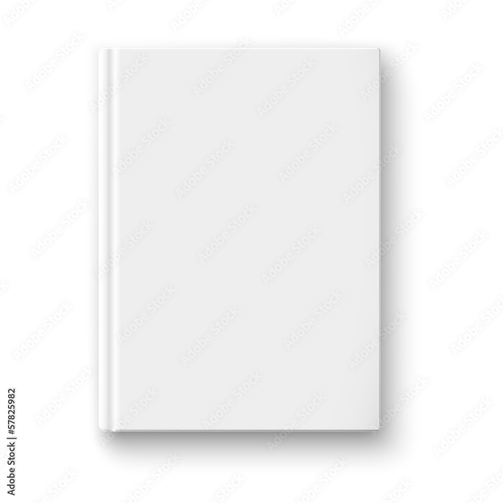 Blank book template with soft shadows.