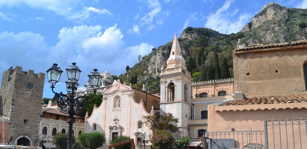 Picturesque Town of Taormina Sicily in Italy