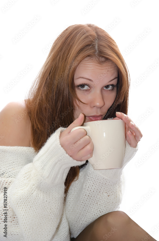 Woman with a cup. Woman with a cup.