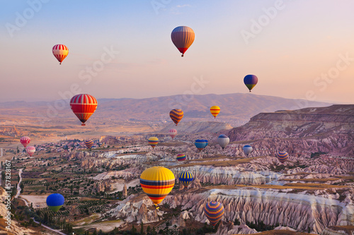 Hot air balloon flying over Cappadocia Turkey #57828167