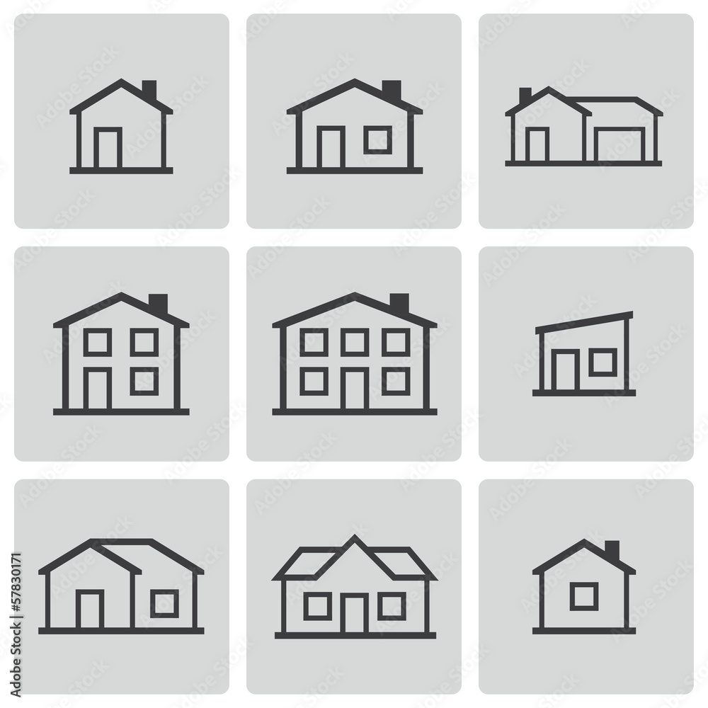 Vector black houses icons set