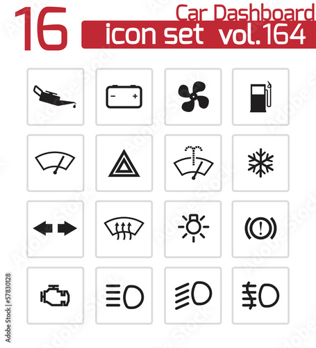 Vector balck car dashboard icons set