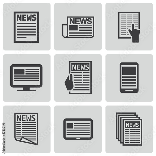 Vector black newspaper icons set