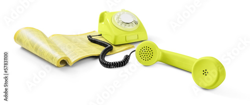 Canvas Print Vintage telephone and phone directory