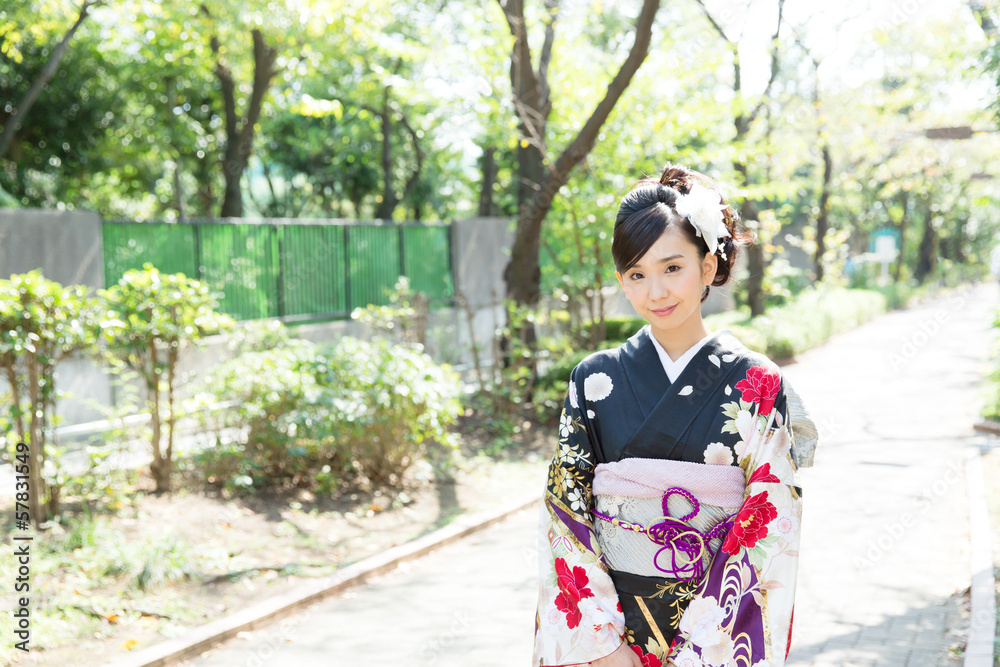 Beautiful asian kimono woman