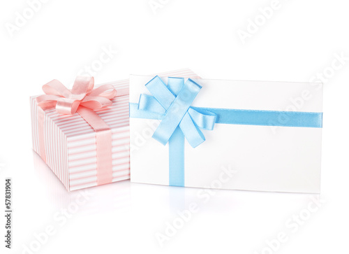 Gift box and letter with ribbon and bow