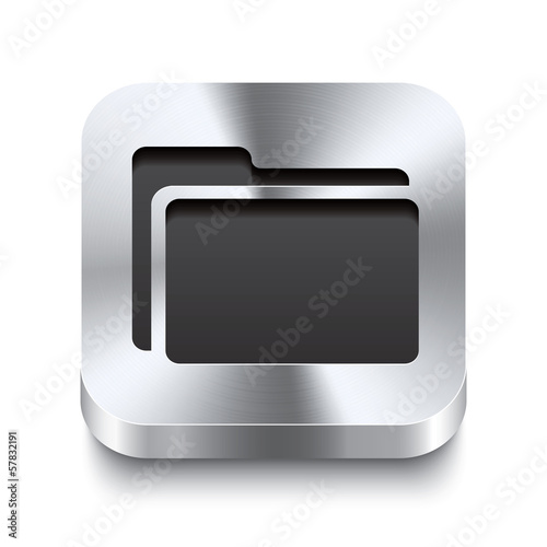 Square metal button perspektive - folder icon