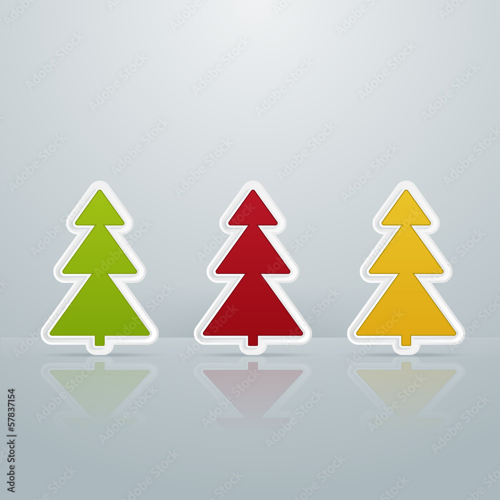 Colored Fir-Trees Object. Set of Four
