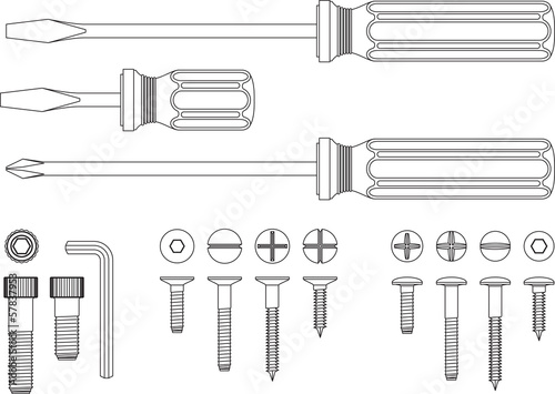 Screws, Screw Drivers and Allen Key