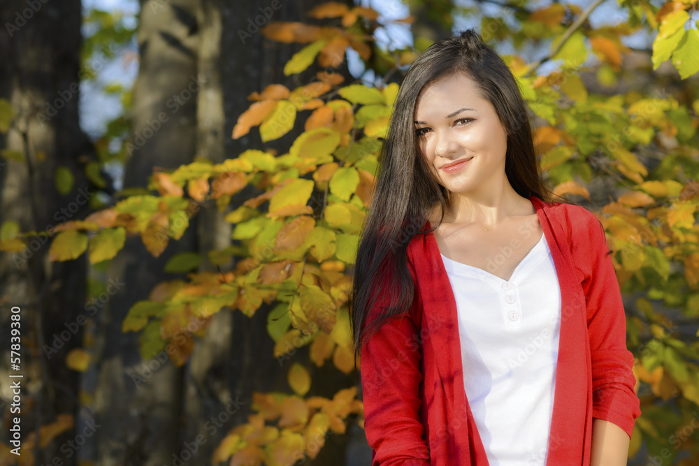 Young woman in a romantic autumn scenery Young woman in a romantic autumn scenery