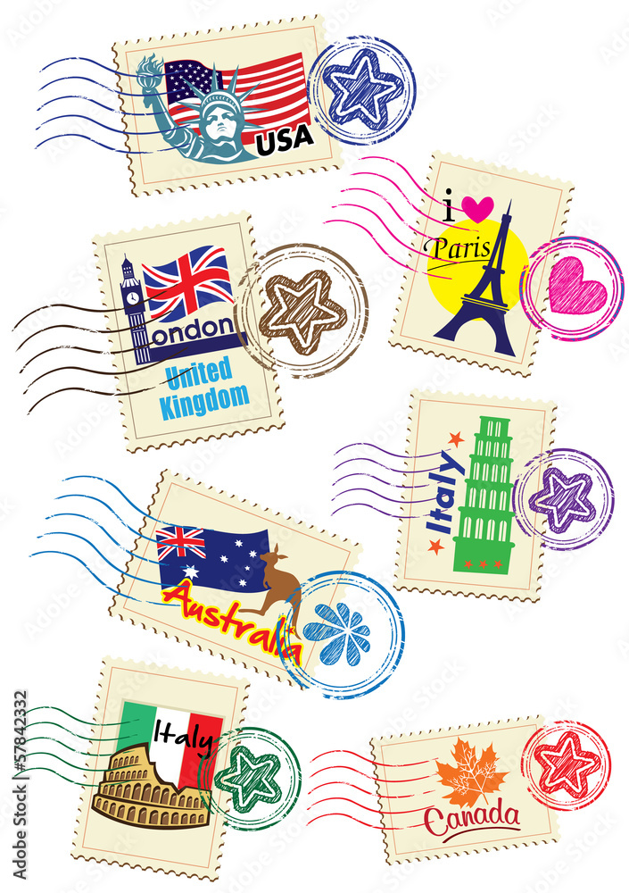 World Country Stamps Set