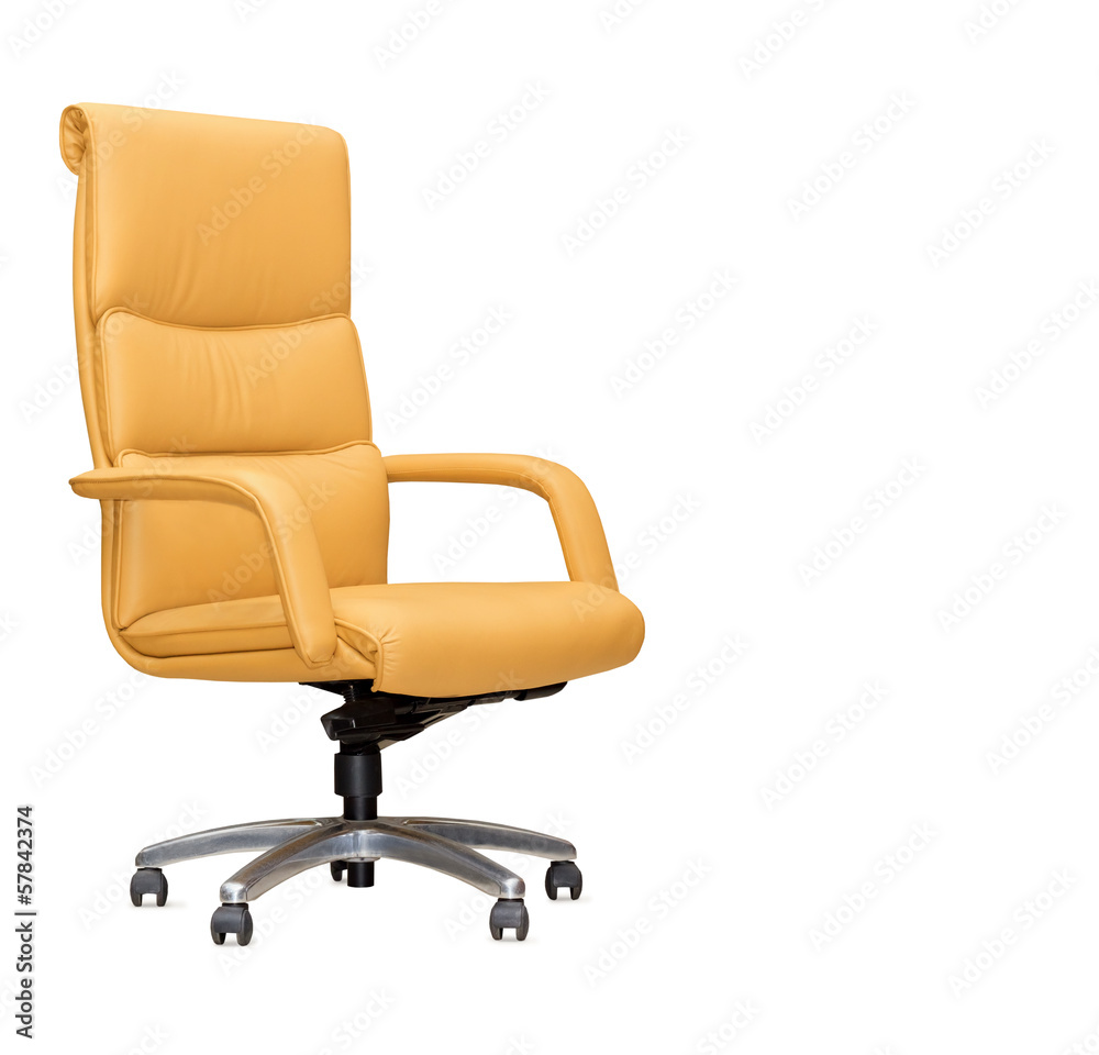 The office chair from beige leather. Isolated The office chair from beige leather. Isolated