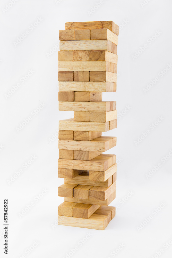 Blocks of wood isolated on white background