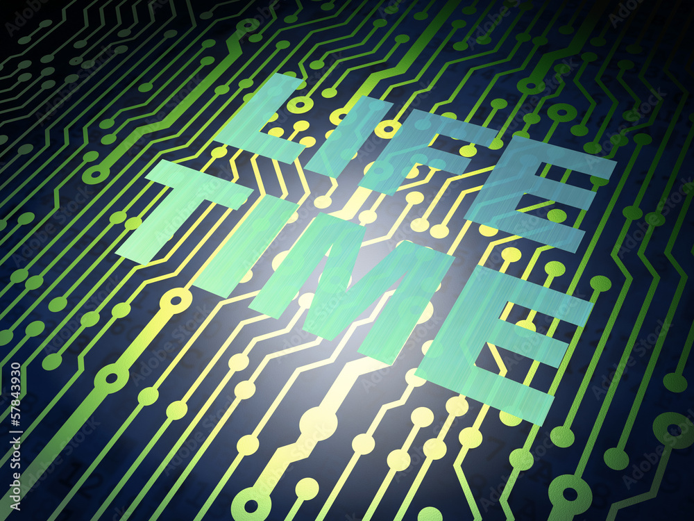 Time concept: circuit board with Life Time Time concept: circuit board with Life Time