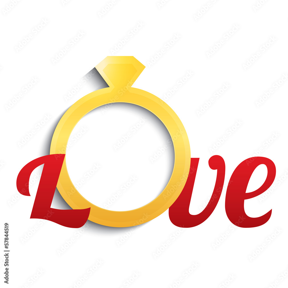 Wedding ring with diamond. Love with gold ring.