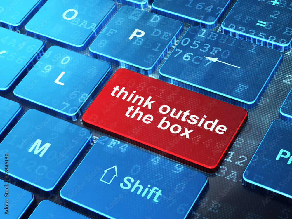 Fototapeta premium Education concept: Think outside The box on computer keyboard