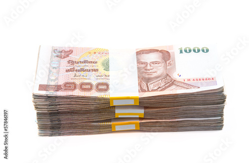 Obraz na plátne Stacks of 1000 baht bills
