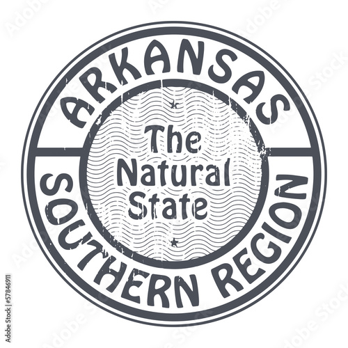 Grunge rubber stamp with name of Arkansas, Southern Region