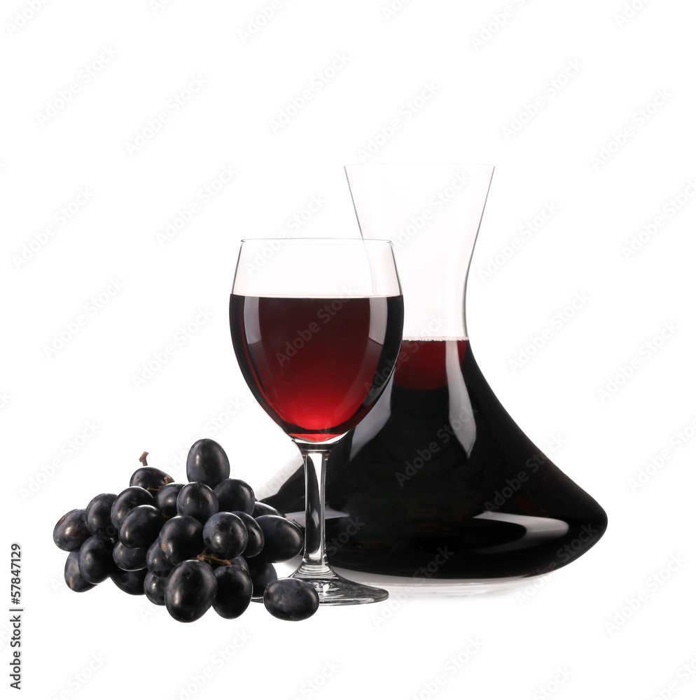 Decanter and glass with red wine Decanter and glass with red wine