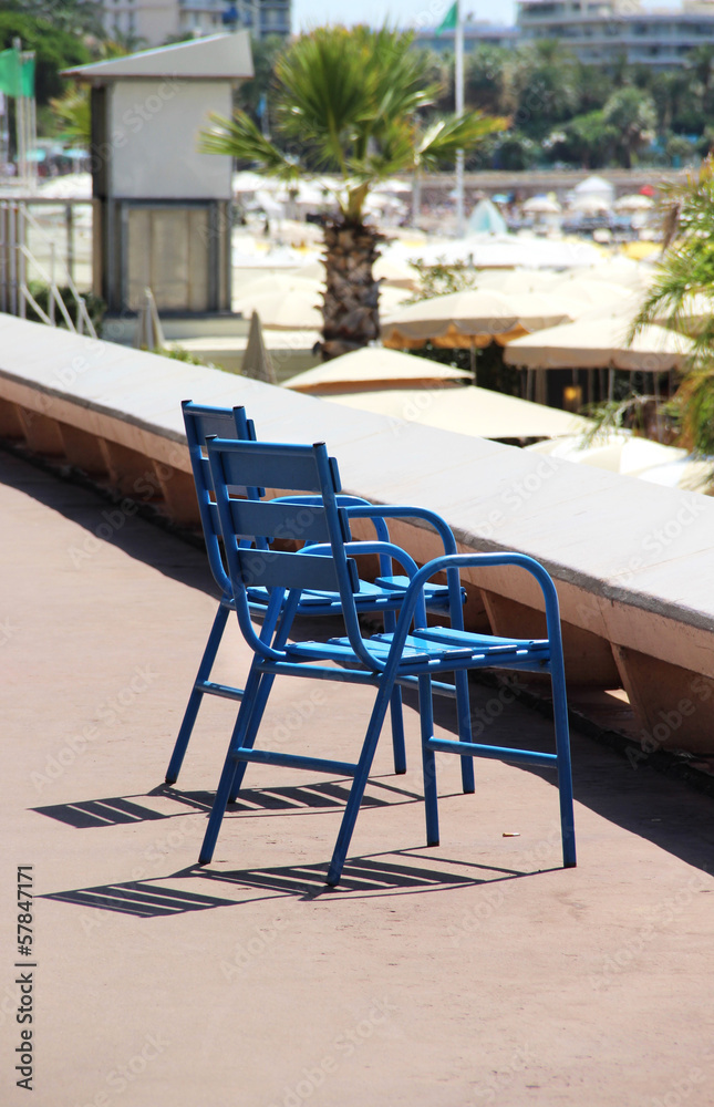 Famous blue chairs in Cannes
