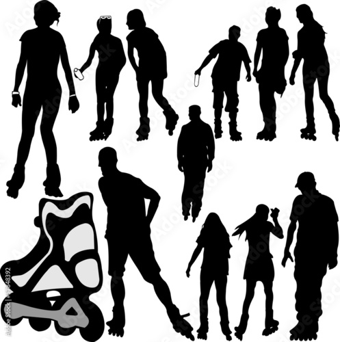 rollerskating silhouettes 1 - vector