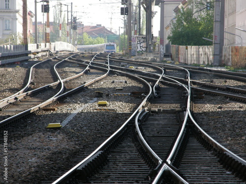 Winding railways at a station