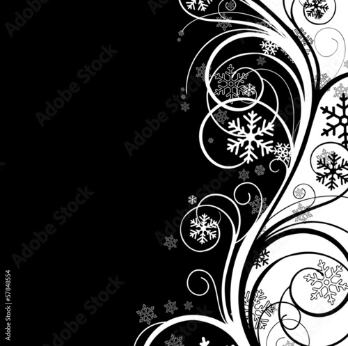 winter floral background with snowflakes