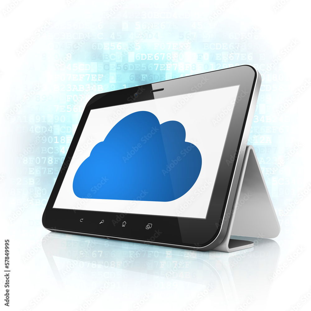 Cloud computing concept: Cloud on tablet pc computer Cloud computing concept: Cloud on tablet pc computer