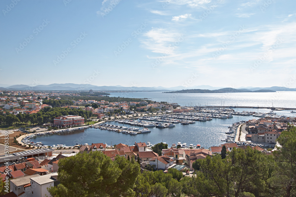 Croatia, Tribunj. Top view of the marina