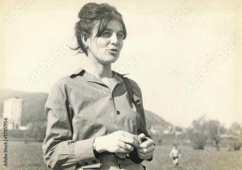 Young woman in shirt - circa 1965