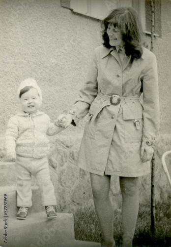 Young mother with her son - circa 1973