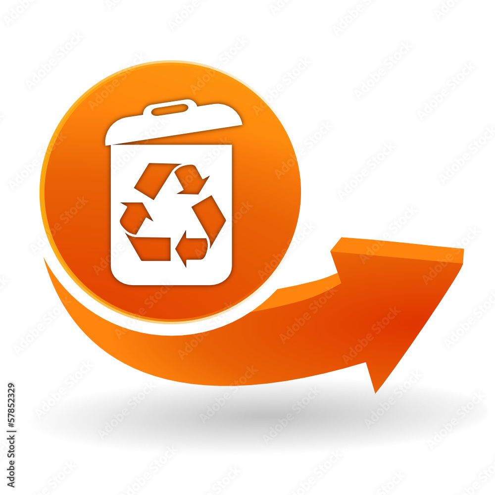 recyclage poubelle sur bouton web orange Stock Vector | Adobe Stock