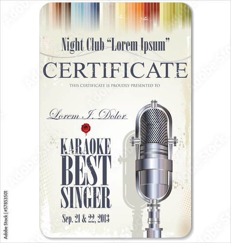 First award certificate karaoke template