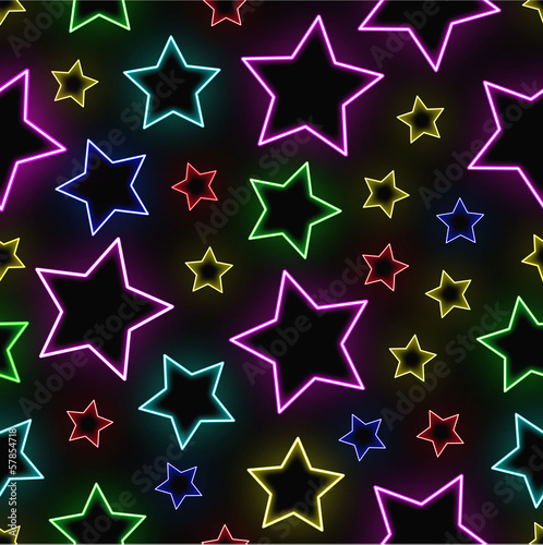 Seamless neon stars background