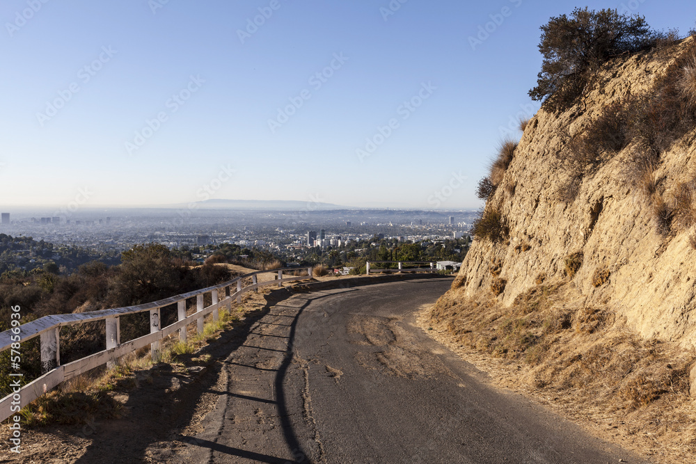 Fototapeta premium Old Mulholland Highway overlooking Hollywood, California.
