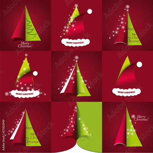 Christmas trees and Santa's caps.eps