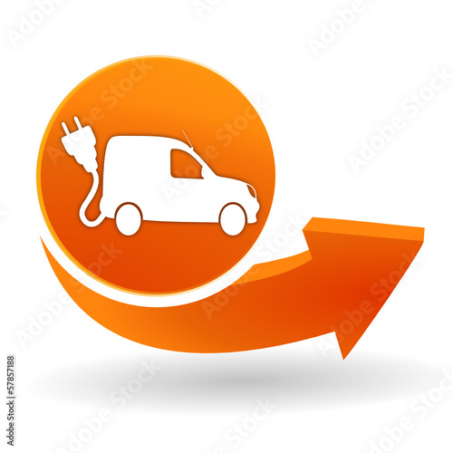 véhicule utilitaire électrique sur bouton web orange