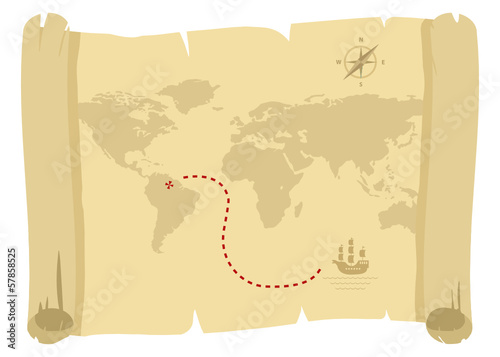 ancient pirate map for golden treasure