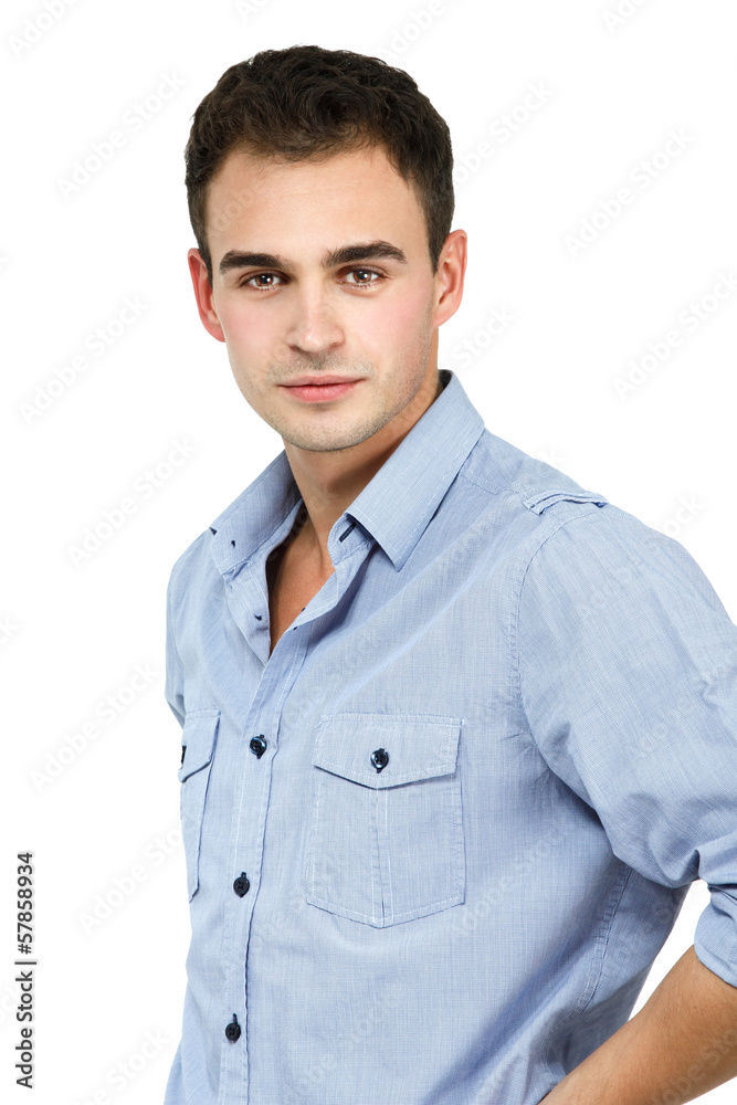 Young cheerful man, portrait of attractive guy looking at camera Young cheerful man, portrait of attractive guy looking at camera