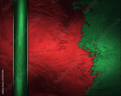 Quadro su tela Ragged red background with a green ribbon. Design template