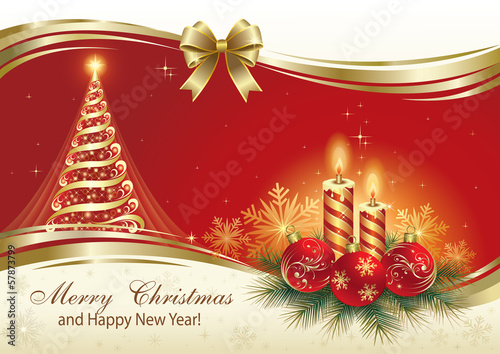 Greeting card with Christmas tree