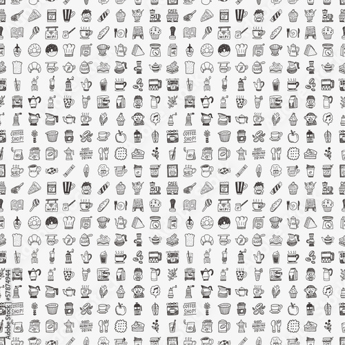 Fototapeta Naklejka Na Ścianę i Meble -  seamless doodle coffee pattern background