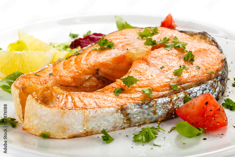 Grilled salmon and vegetables Grilled salmon and vegetables