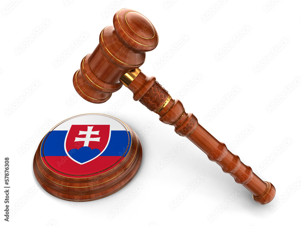 Wooden Mallet and Slovak flag (clipping path included)