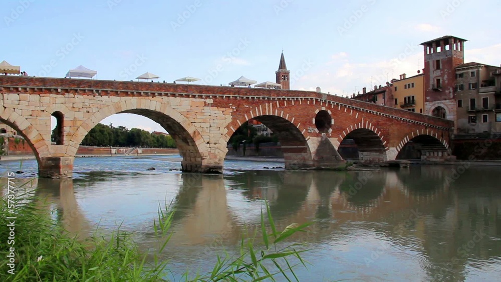 Ponte Pietra bridge, Ancient Roman Bridge in Verona, Italy Ponte Pietra bridge, Ancient Roman Bridge in Verona, Italy