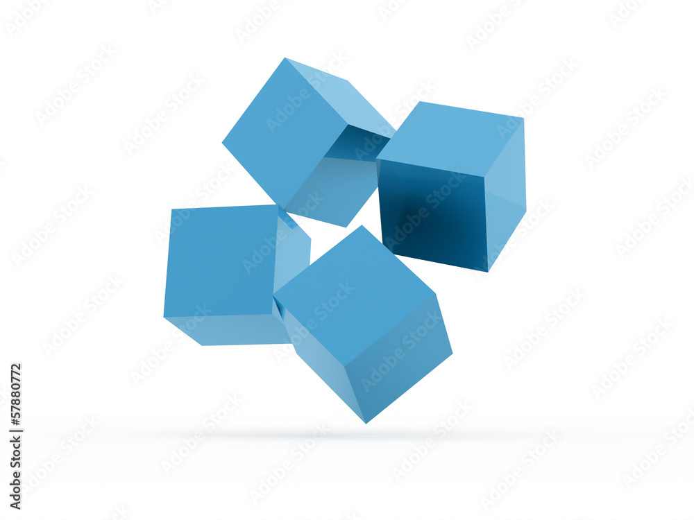 Abstract blue cubes concept rendered Abstract blue cubes concept rendered