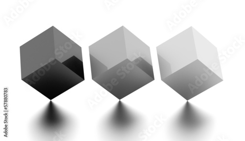 Tree black and white cubes business concept rendered