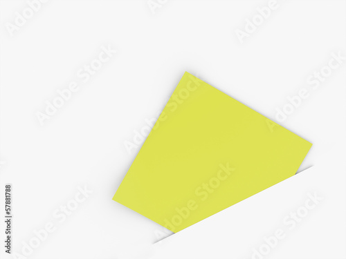 Yellow note concept rendered on white