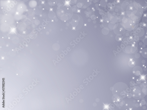 Silver background with snowflakes bubbles and stars